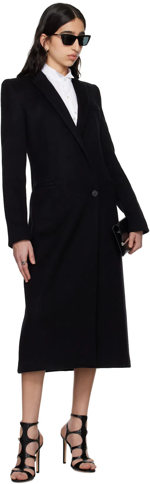 ALEXANDER MCQUEEN Double-breasted Wool Blend Coat With Buckle Detail In Black
