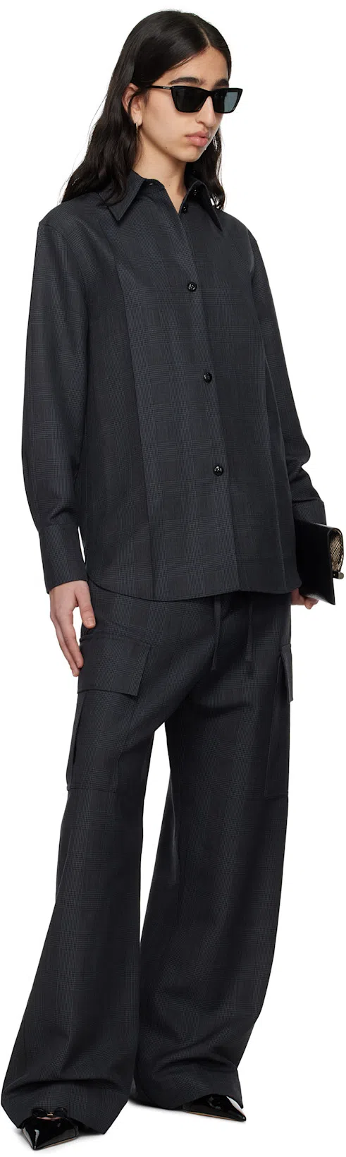 ALEXANDER MCQUEEN Gray Prince Of Wales Cargo Trousers In 1135 Black - Dark Gr