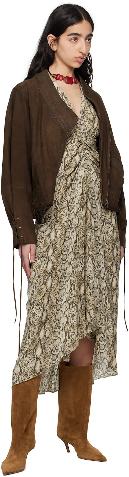 AMINA MUADDI Fiona Suede Ankle Boots In Dark Brown