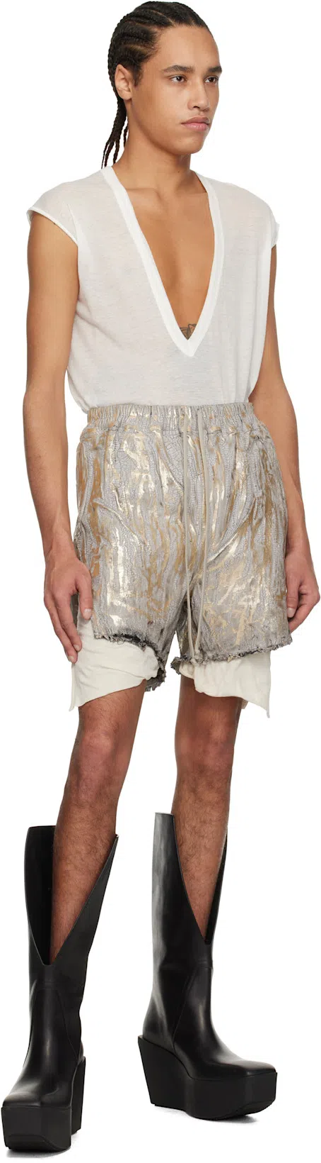 RICK OWENS Black Hollywood Sliver Platform Winged Kowboys Tall Boots In 09 Black