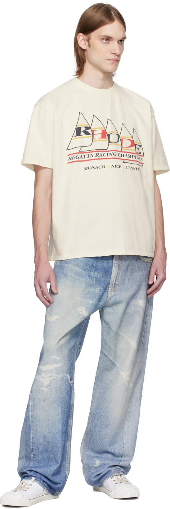 OUR LEGACY Mens Digital Denim Print Third Cut Faded-wash Denim Jeans In Blue