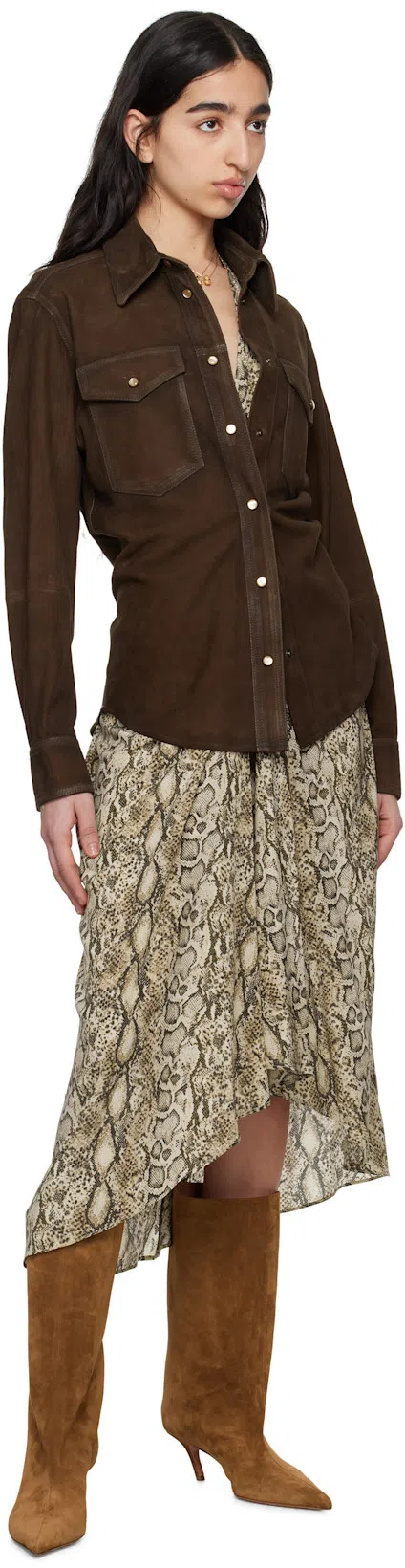 AMINA MUADDI Fiona Suede Ankle Boots In Dark Brown