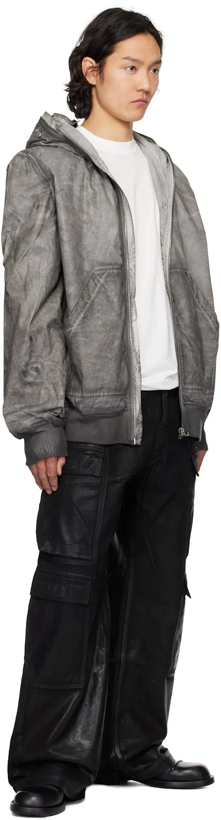 RICK OWENS DRKSHDW Bomber Jacket Padded Hooded In Grey