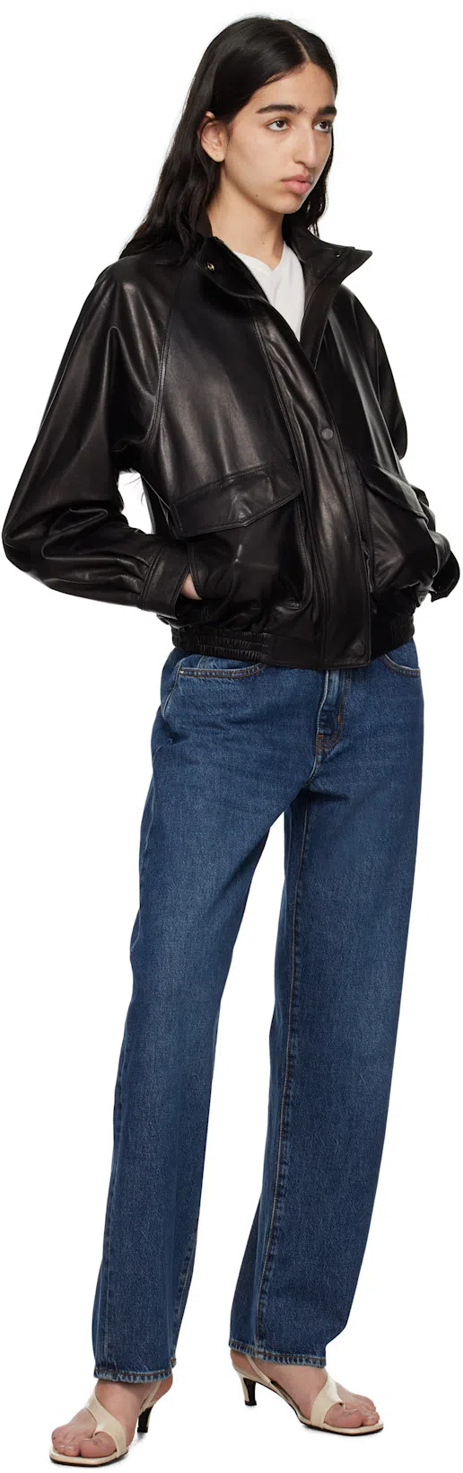 TOTÊME Beige Naplack Leather Thong Heeled Sandals In White