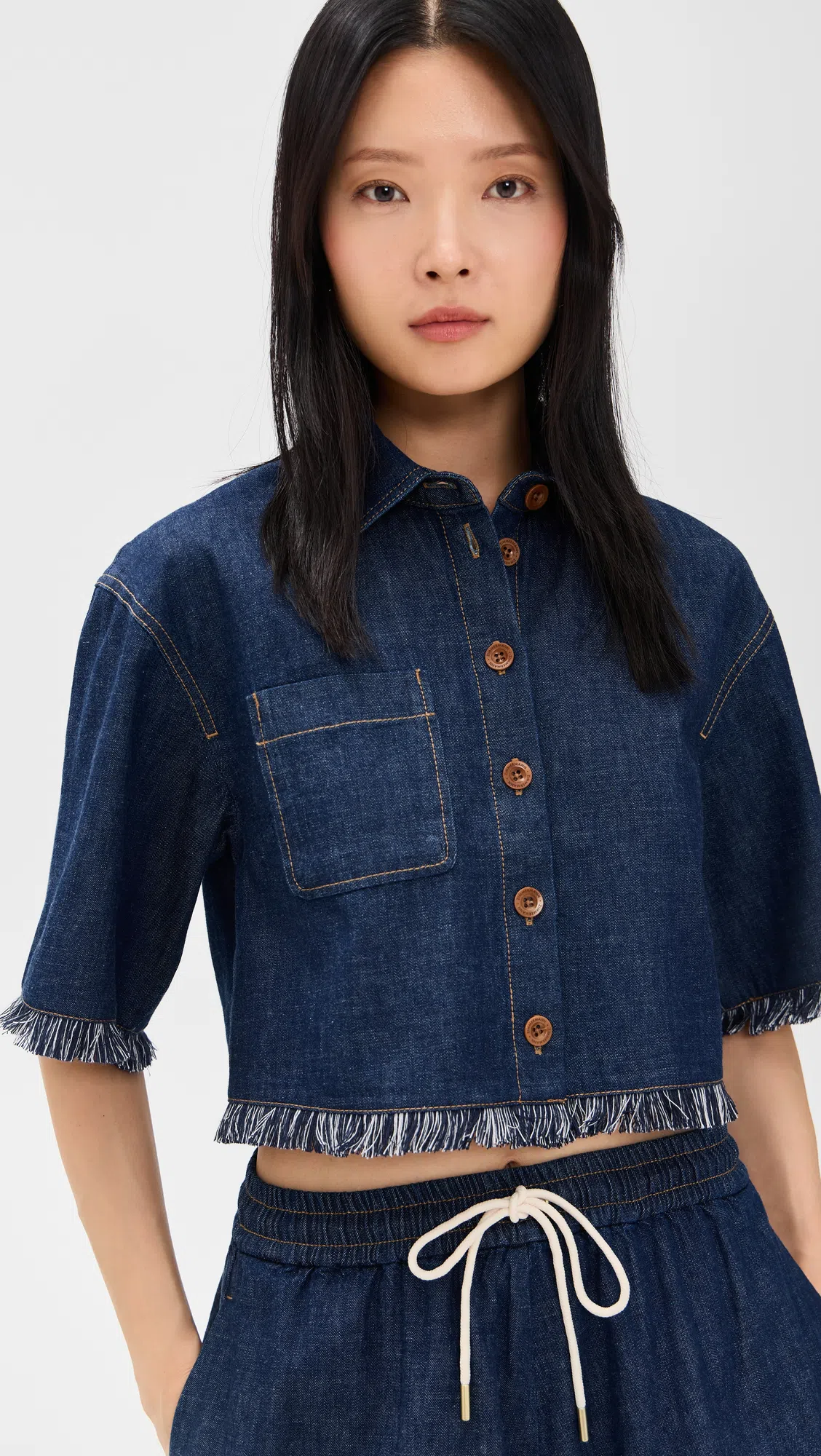ZIMMERMANN Indigo Denim Shirt With Classic Collar In Blue