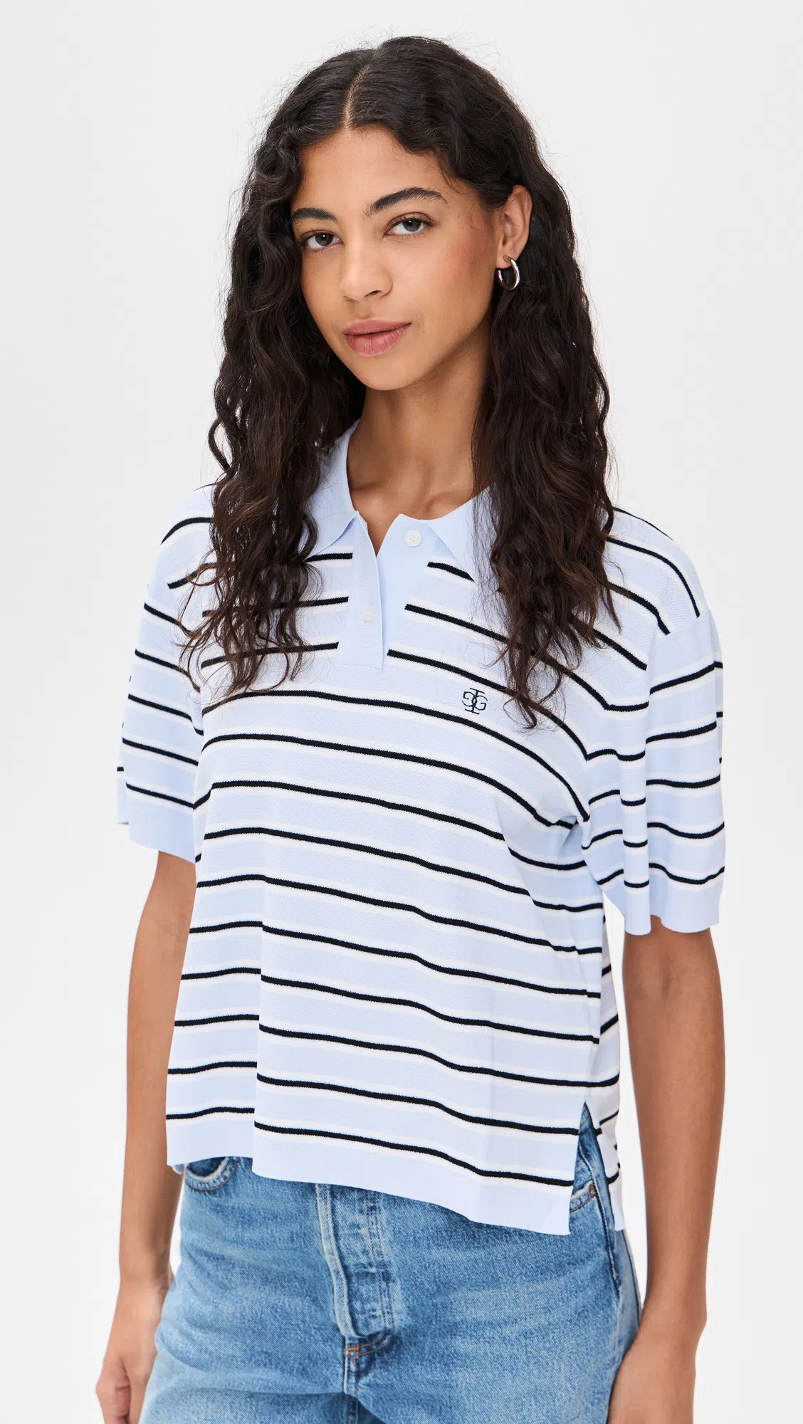 THE GARMENT Blue Madison Tennis Polo In White