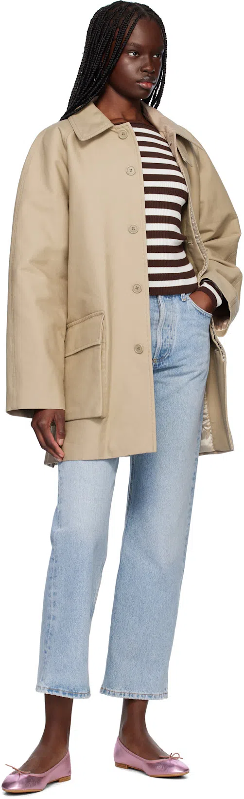 AGOLDE Marbled Fran Low Slung Straight Jeans In Blue