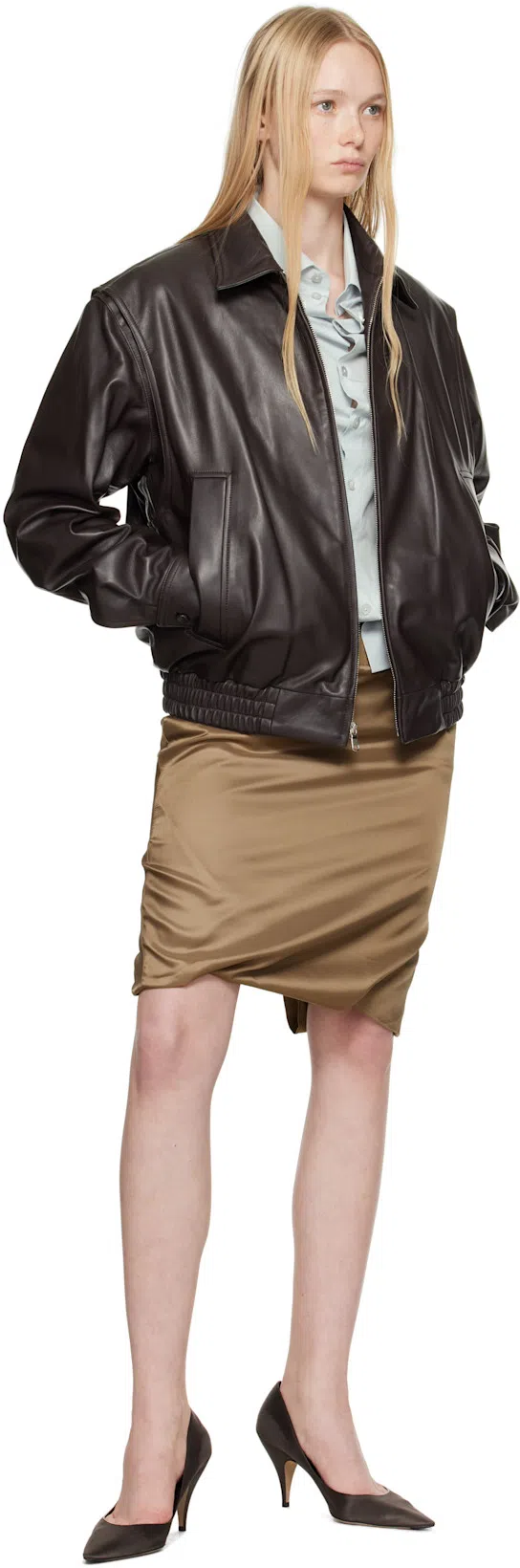 MAISON MARGIELA Layered Shirt With Chest Pocket And Peplum Hem In Blue