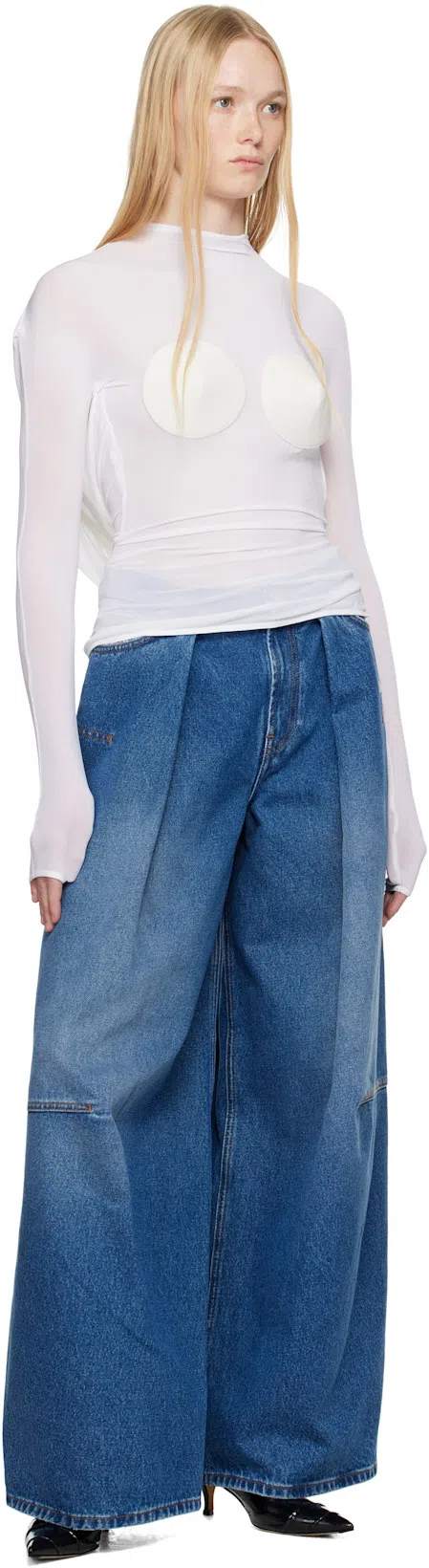 JEAN PAUL GAULTIER Denim Jean With Foam Detail On The Back In Blue