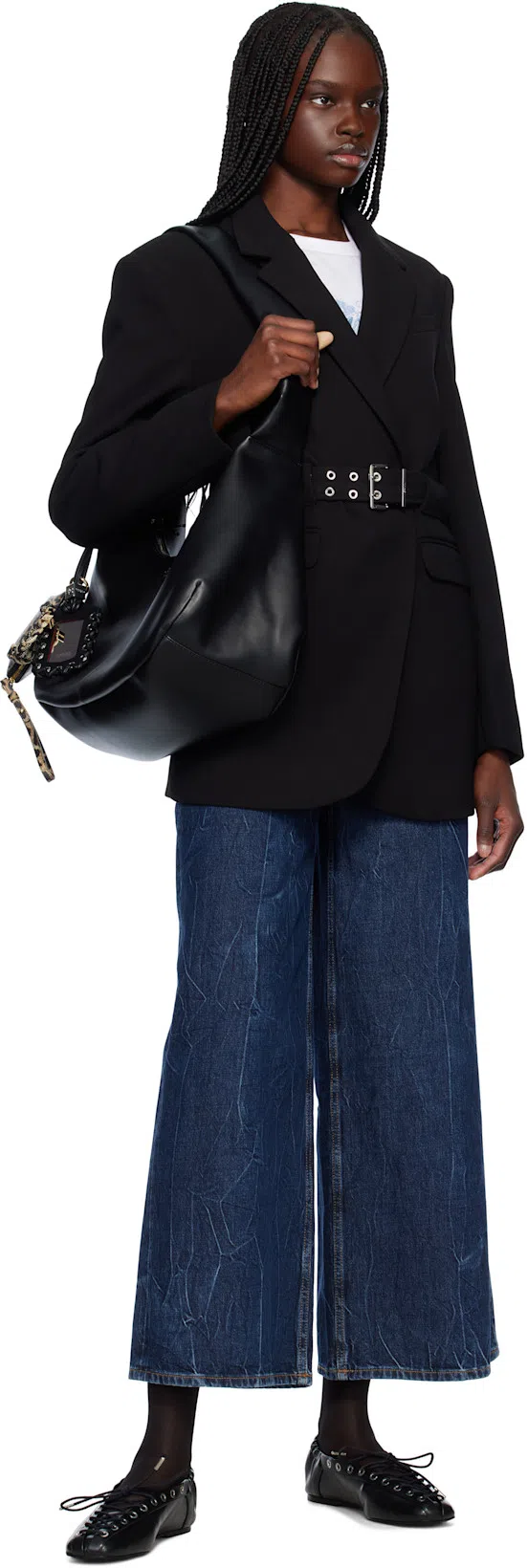 GANNI Lace Up Ballerina | In Black