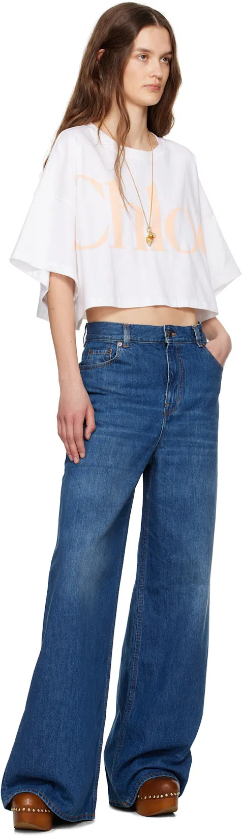 CHLOÉ Oversize Cotton T-shirt In White