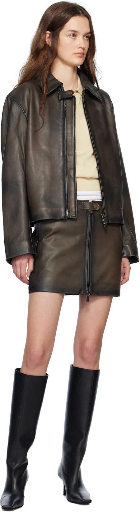 ACNE STUDIOS Stivali In Pelle Con Punta Affusolata In Black