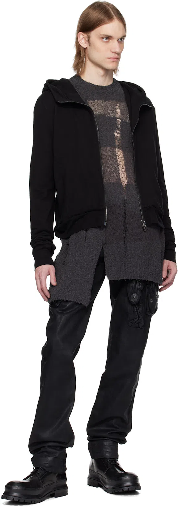 YOHJI YAMAMOTO Gray 5g Randome Damage Processed Sweater In 1 Charcoal