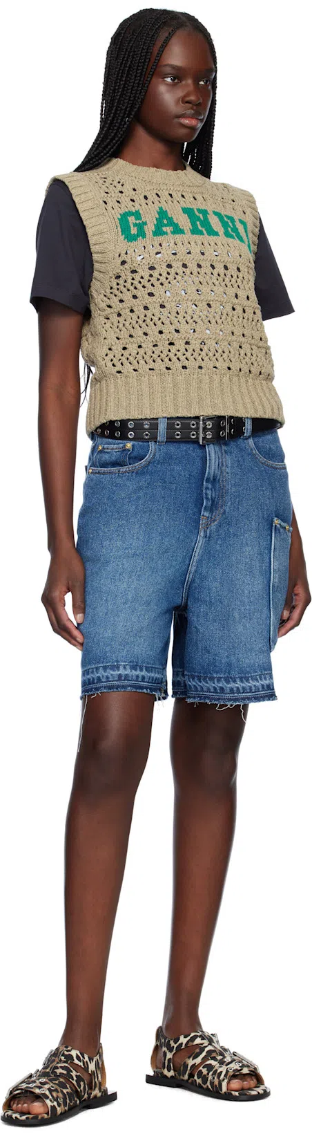 GANNI Black T-shirt With Logo Print