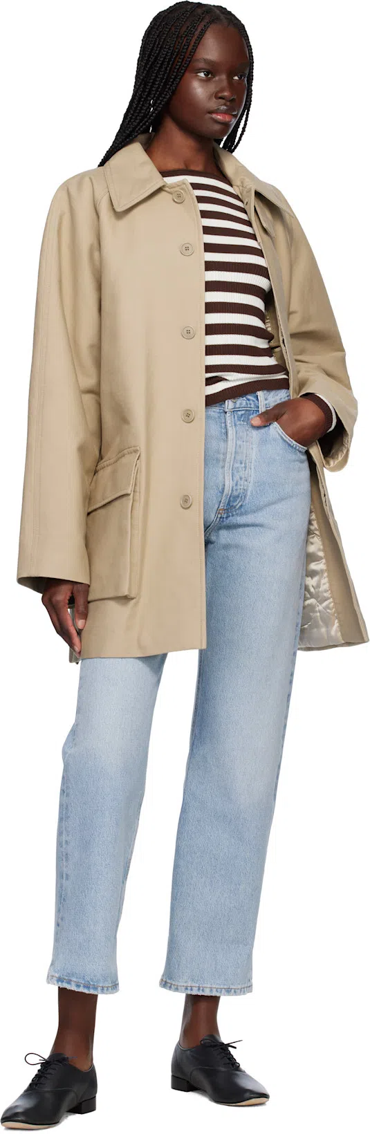 AGOLDE Marbled Fran Low Slung Straight Jeans In Blue