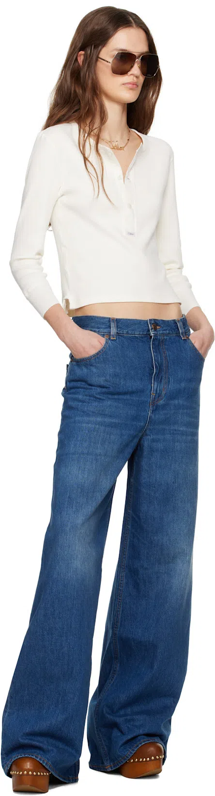 CHLOÉ Jeannette Wedge Clogs In Brown