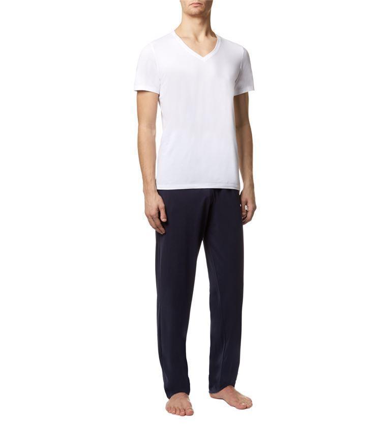 HANRO Cotton Sporty V-neck Cotton T-shirt In White