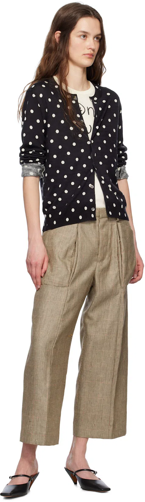 COMME DES GARÇONS Black Polka Dots Pattern Print Cardigan