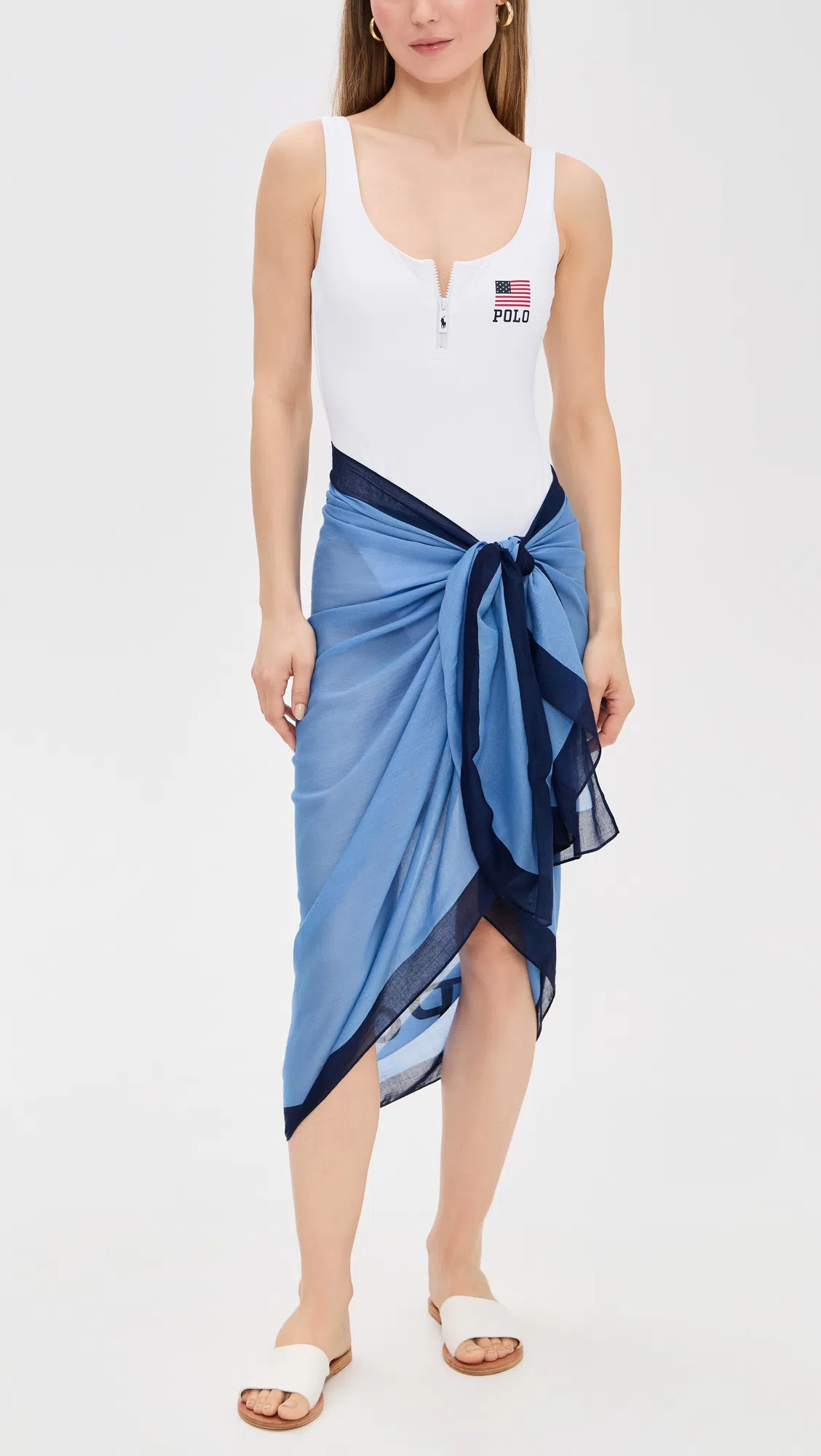 POLO RALPH LAUREN Long Pareo Swim Cover-up In Periwinkle