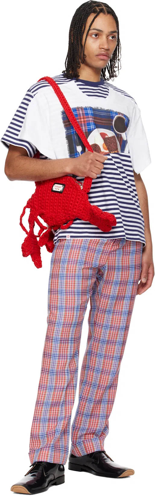 CHARLES JEFFREY LOVERBOY Cotton T Shirts In Blue Stripe