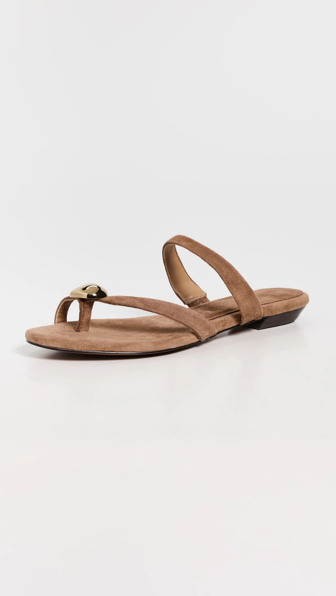 MADEWELL The Mila Organic Hardware Thong Slide Sandal In Aged Cognac