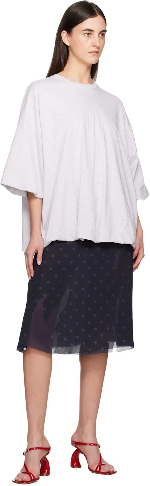ACNE STUDIOS Iranee Polka Dot Sheer Midi Skirt In Blue