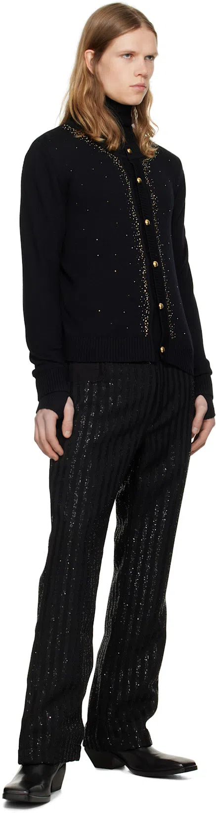 RICK OWENS Black Hollywood Heeled Sliver Chelsea Boots In 09 Black