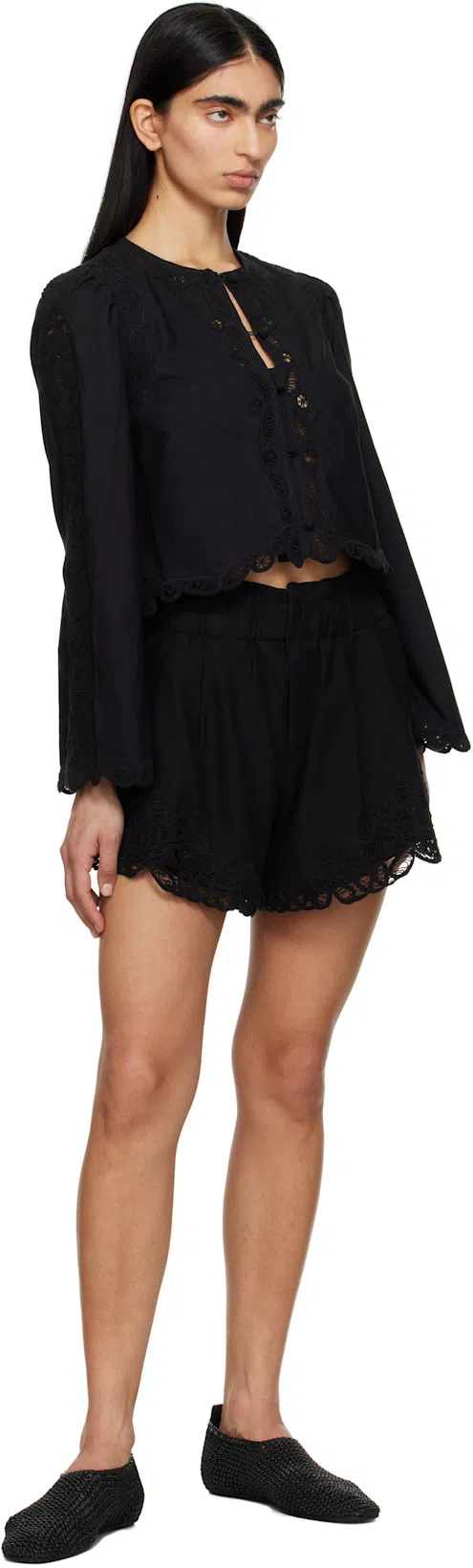 TOTÊME Toteme Woven Leather Ballerina Flat In Black