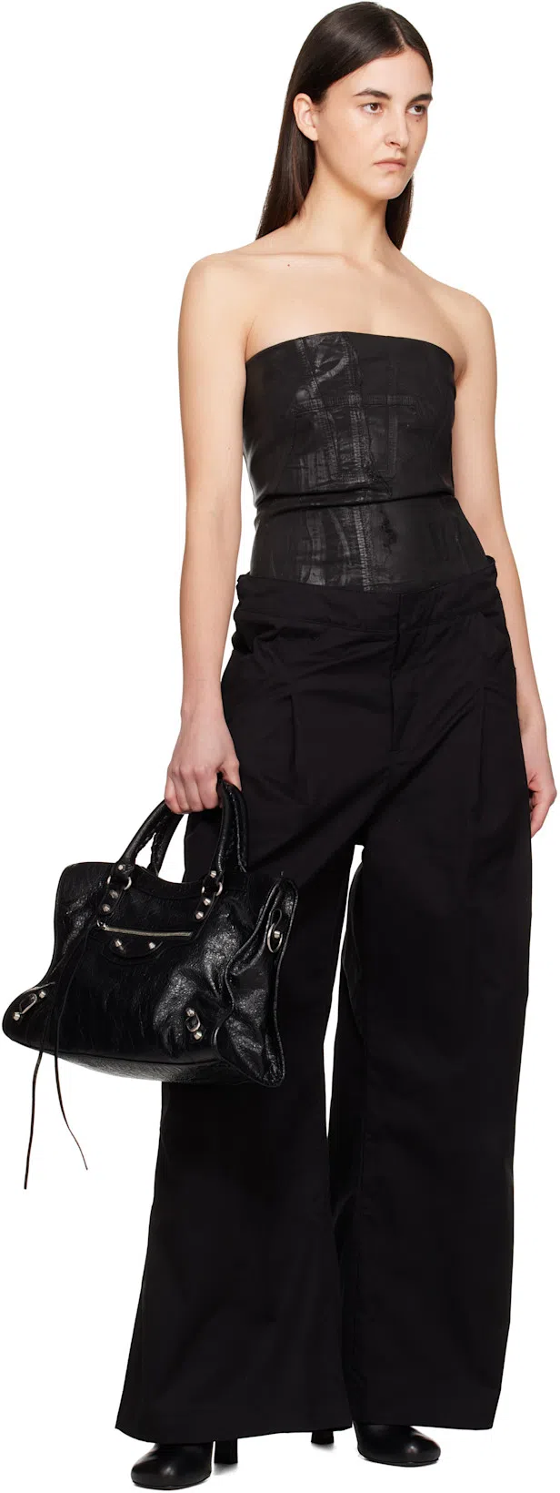 BALENCIAGA Small Le City Arena Lamb Bag In Black