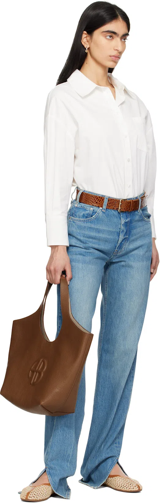 ANINE BING Medium Lili Tote Cognac Pebbled In Brown