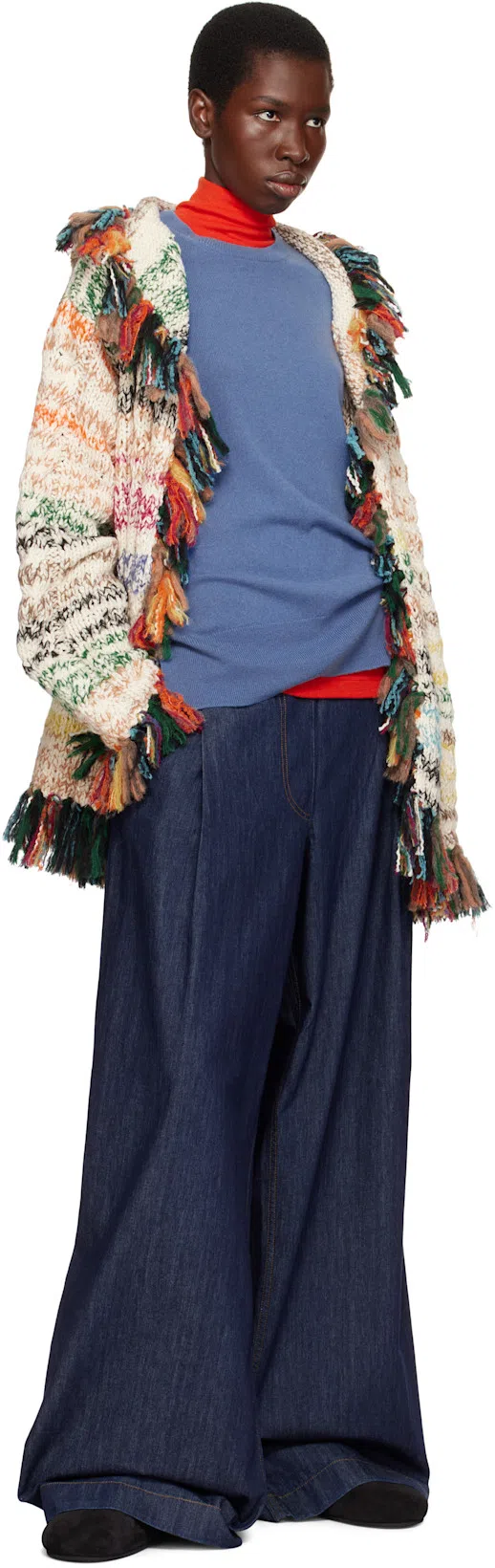 DRIES VAN NOTEN Wide Leg Denim Trousers And Pockets In Black