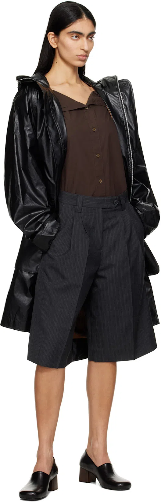 MFPEN Gray Favorite Shorts In Dark Grey Pinstripe