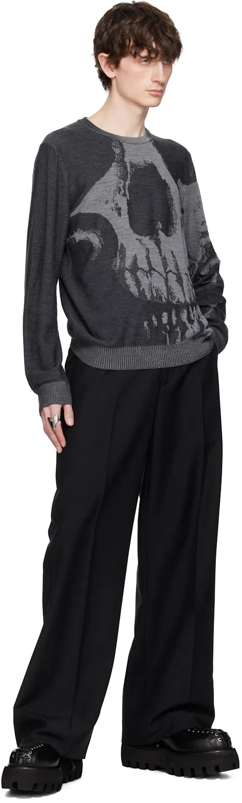 ALEXANDER MCQUEEN Alexander Mc Queen Skull Wool Sweater In Black