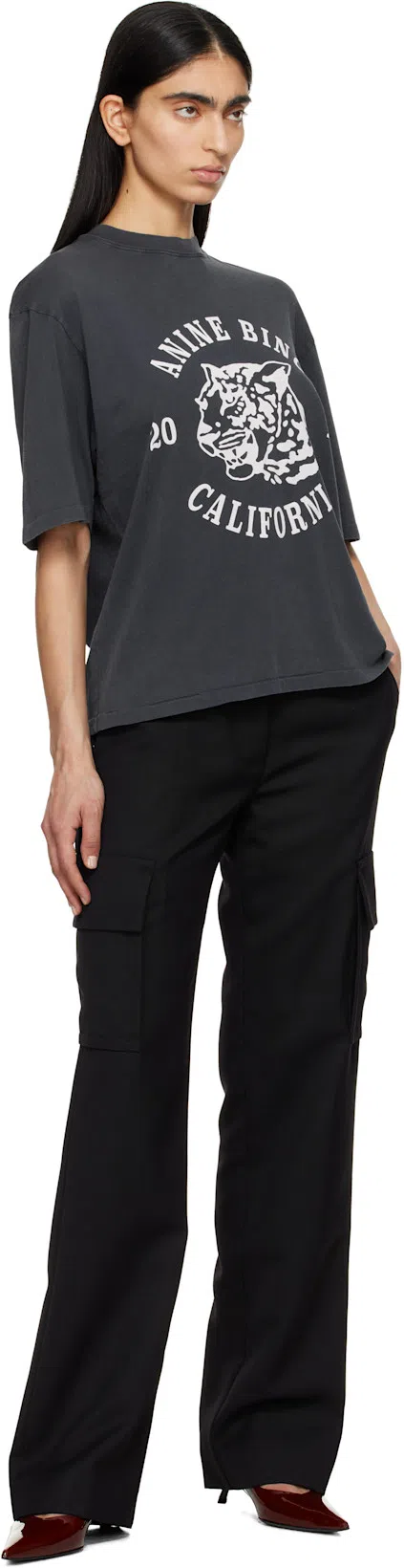 ANINE BING Avi Printed Cotton-jersey T-shirt In Green