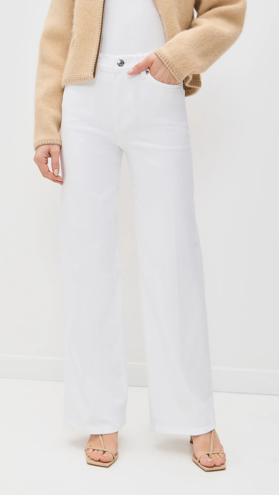 FRAME High Rise Le Palazzo Crop Jean In Au Natural Clean Raw After In White