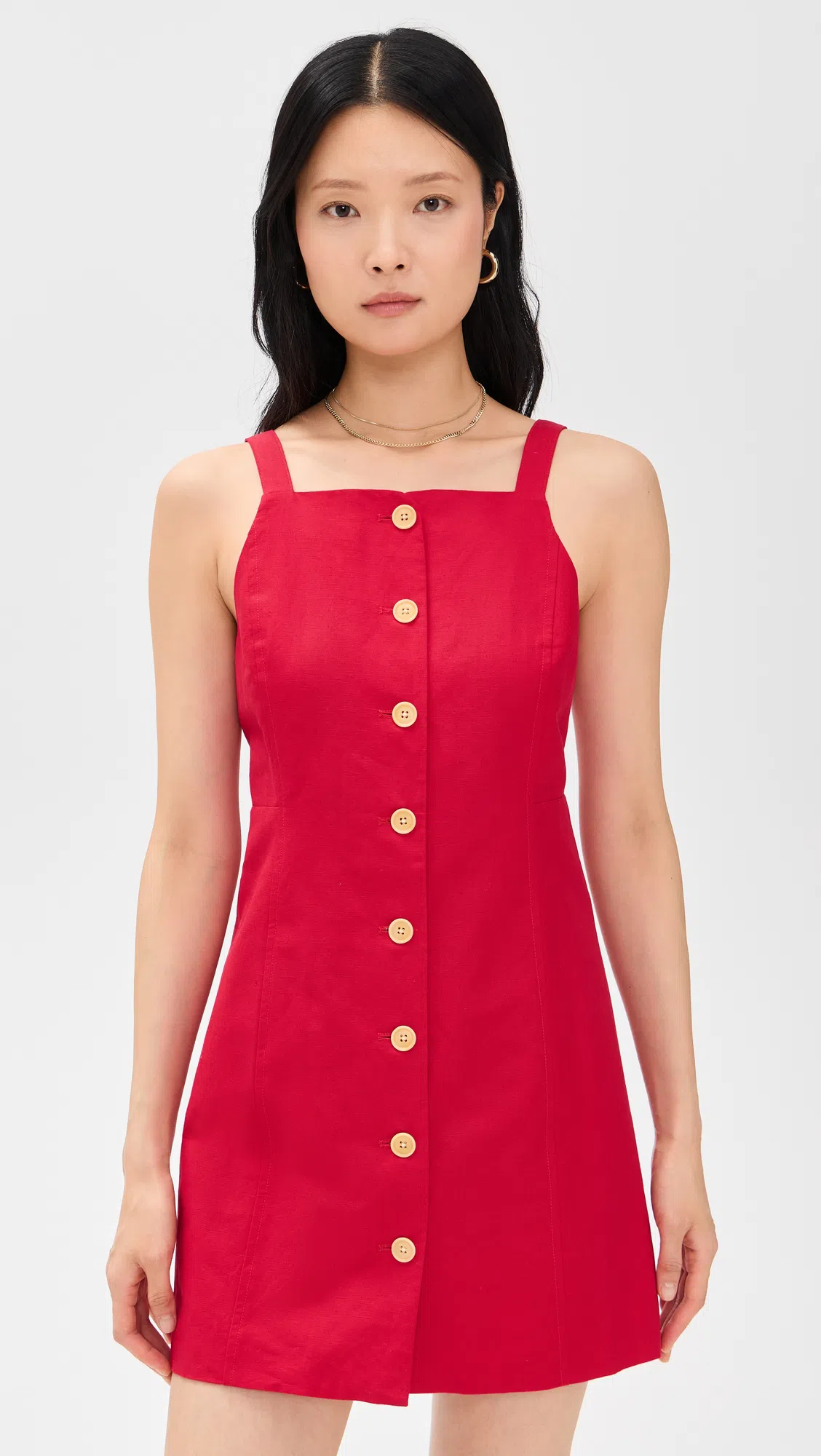 ALEX MILL Alexis Dress In Cotton Linen In Crimson