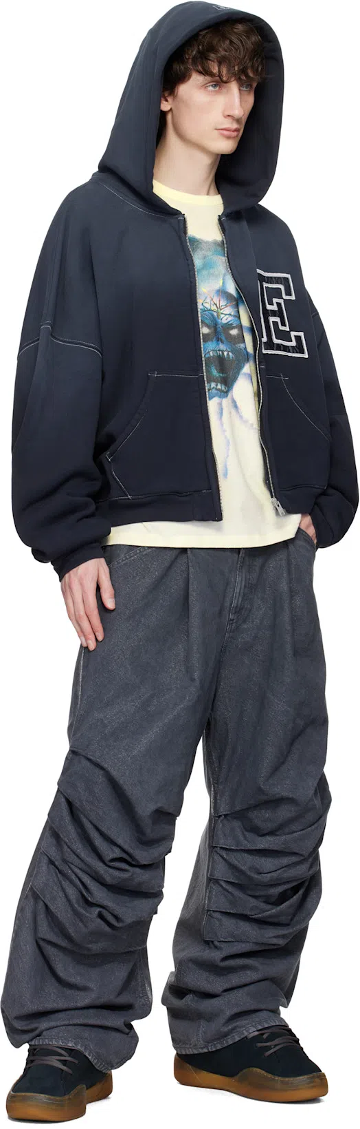 ERL 'vamp Skate' Black Low Top Sneakers With Contrasting Sole