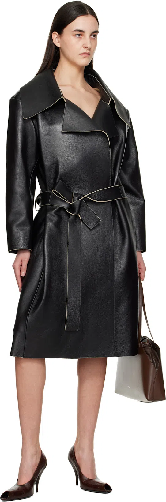 ACNE STUDIOS Black Double-breasted Leather Jacket In 900 Black