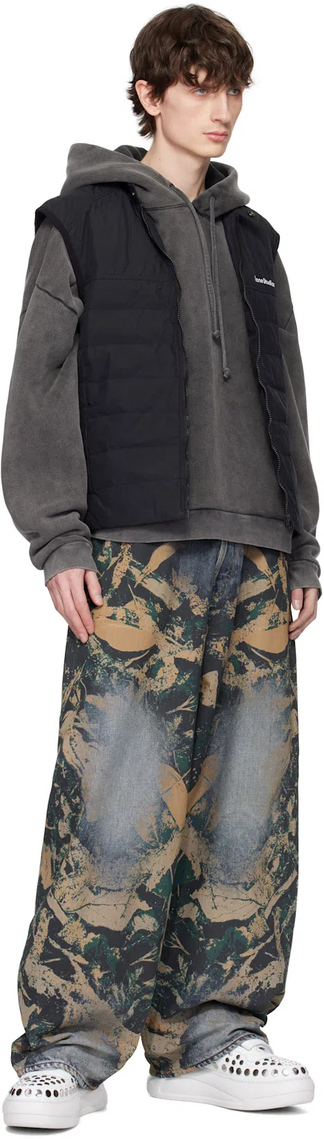 ACNE STUDIOS Men Logo Cotton Hoodie In Gray