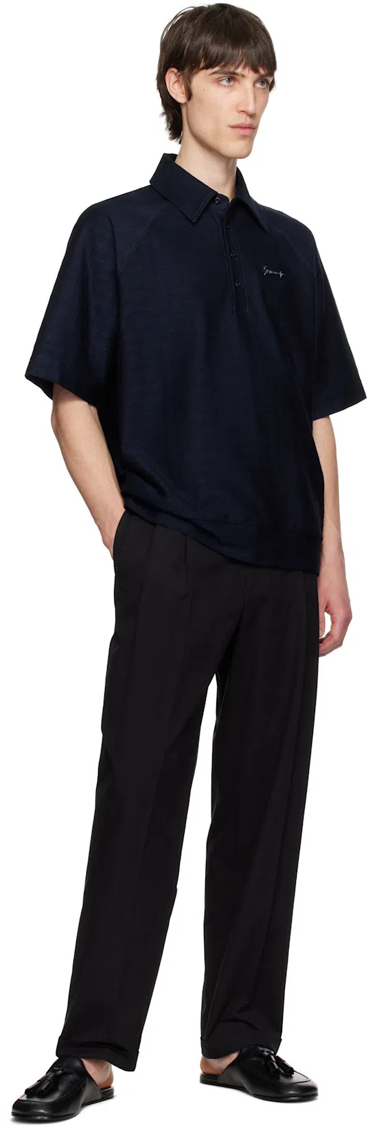 GIVENCHY Black Leather Slippers In 001-black