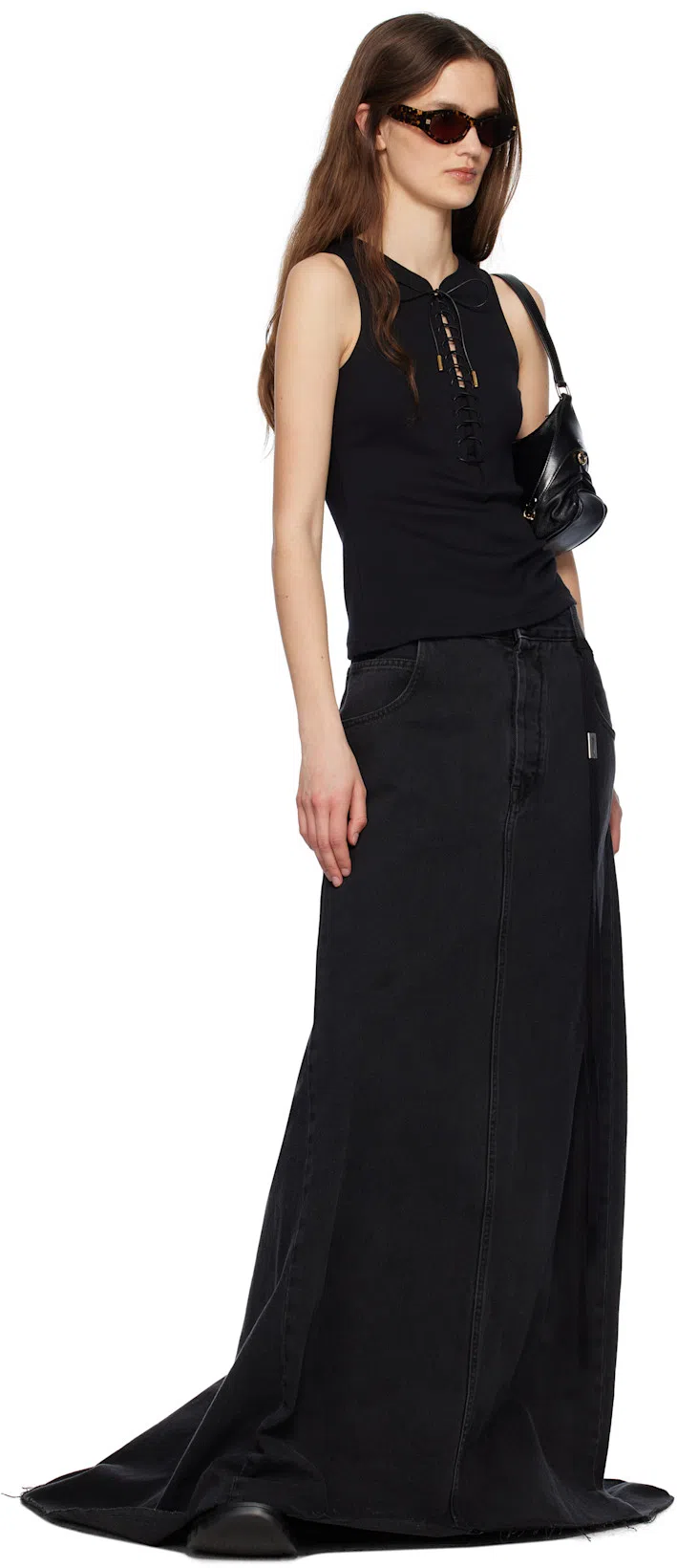 GIVENCHY Black Slim Fit Laces Detail 4g Tank Top In 001-black