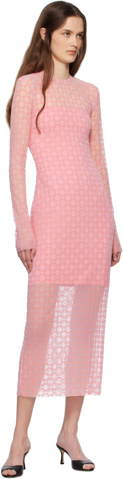 GIVENCHY Dress In Monogram 72 Tulle In Skin Rose