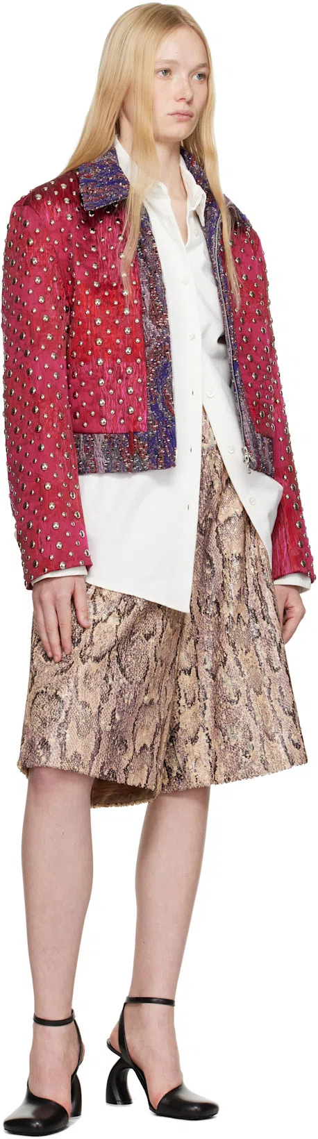 DRIES VAN NOTEN Bermuda Shorts With Animal Print And Elastic Waistband In Multicolor