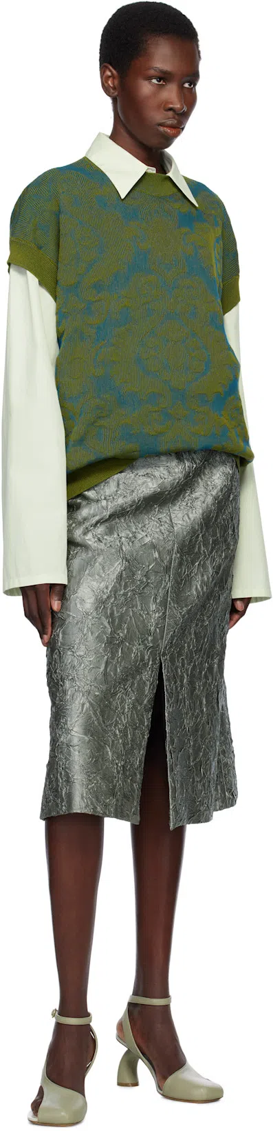 RIER Green Popeline Cotton Shirt In Linden Popeline