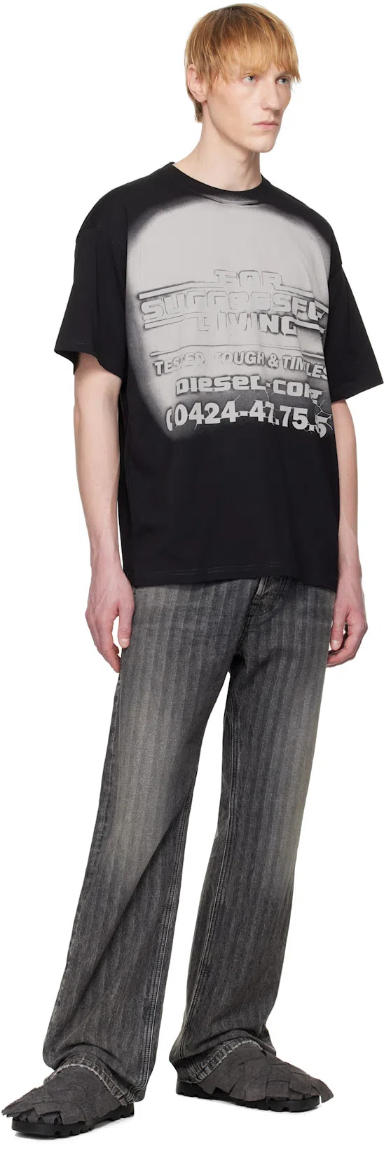 DIESEL Mens T-boxt-r15 Relaxed-fit Cotton T-shirt 9xx In Black