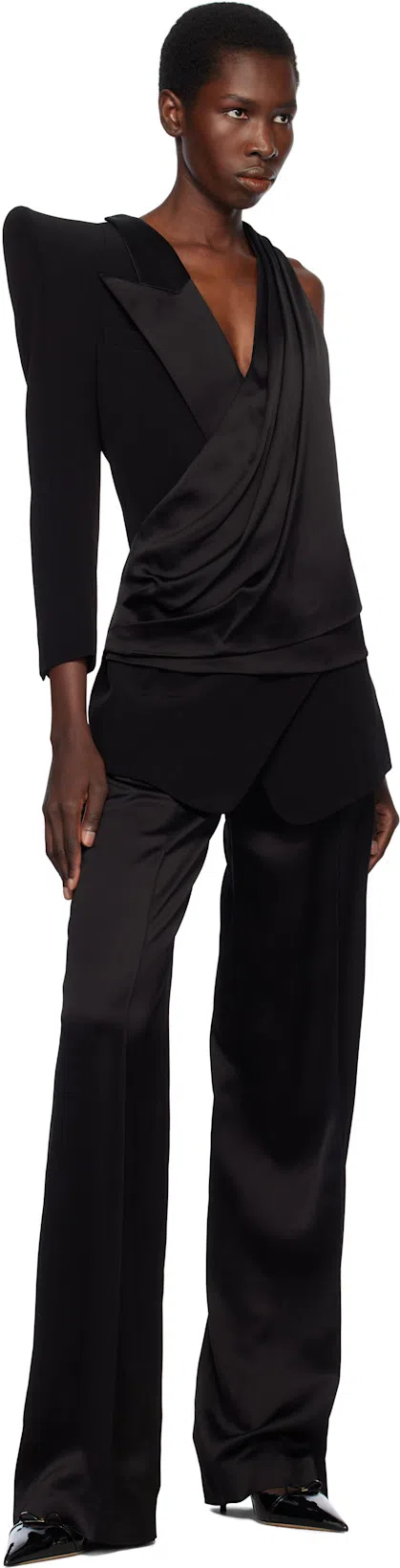 BALMAIN Asymmetric Jacket With Structured Shoulder In Black