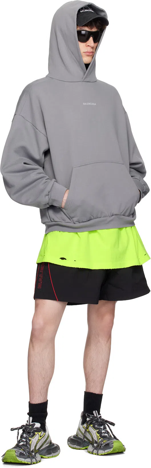 BALENCIAGA 3xl White/grey/green Coloured Mesh And Polyurethane Sneaker In Multi