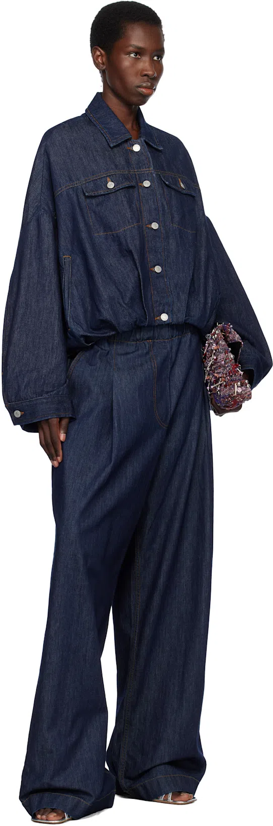 DRIES VAN NOTEN Wide Leg Denim Trousers And Pockets In Black