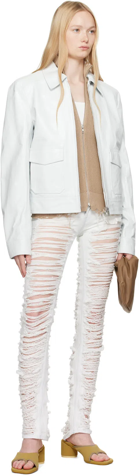 MM6 MAISON MARGIELA Mm6 By Maison Margiela Fitted Ribbed Tank Top With Scoop Neckline In 101 Off White