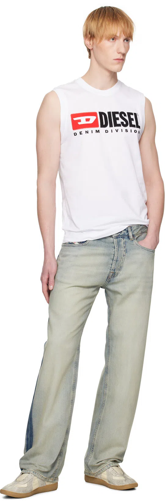 DIESEL T-isco-div Cotton Tank Top In White